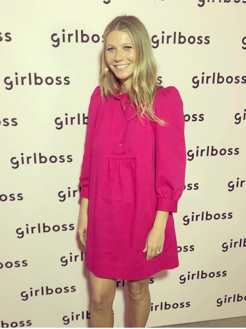Goop G. Label ruffle neck puff shoulder mini dress pink size 0